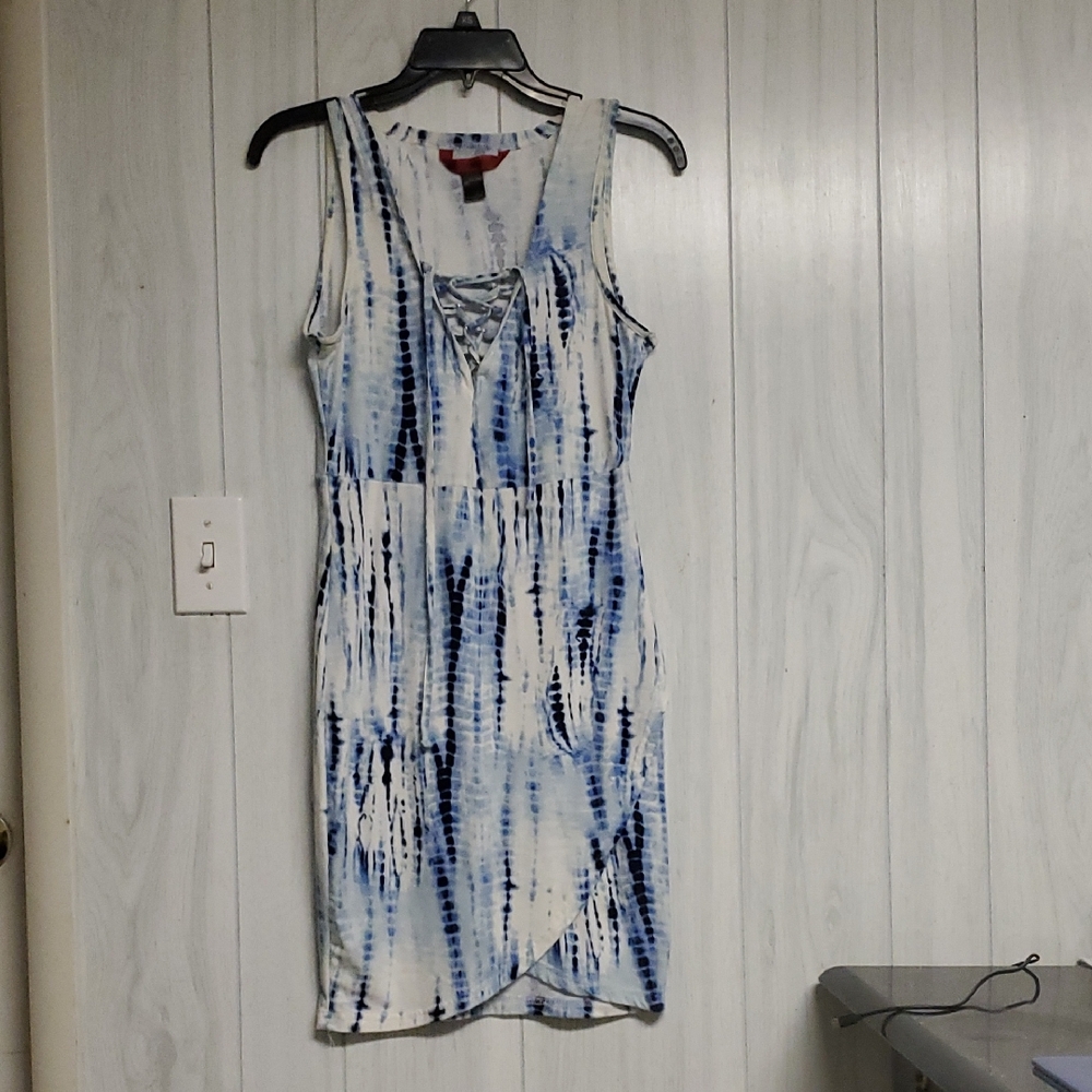 Hot Kiss Blue and White Tie-Dye Top
